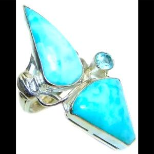 VINTAGE DESIGN NATURAL LARIMAR .925 SS RING